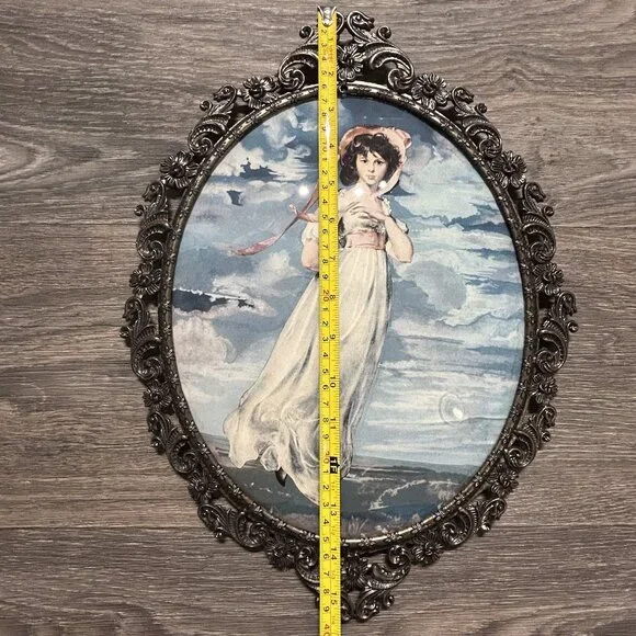 Vintage Pinkie Blue Boy Prints Ornate Oval Framed Made In Italy Glass *READ - Picture 4 of 16